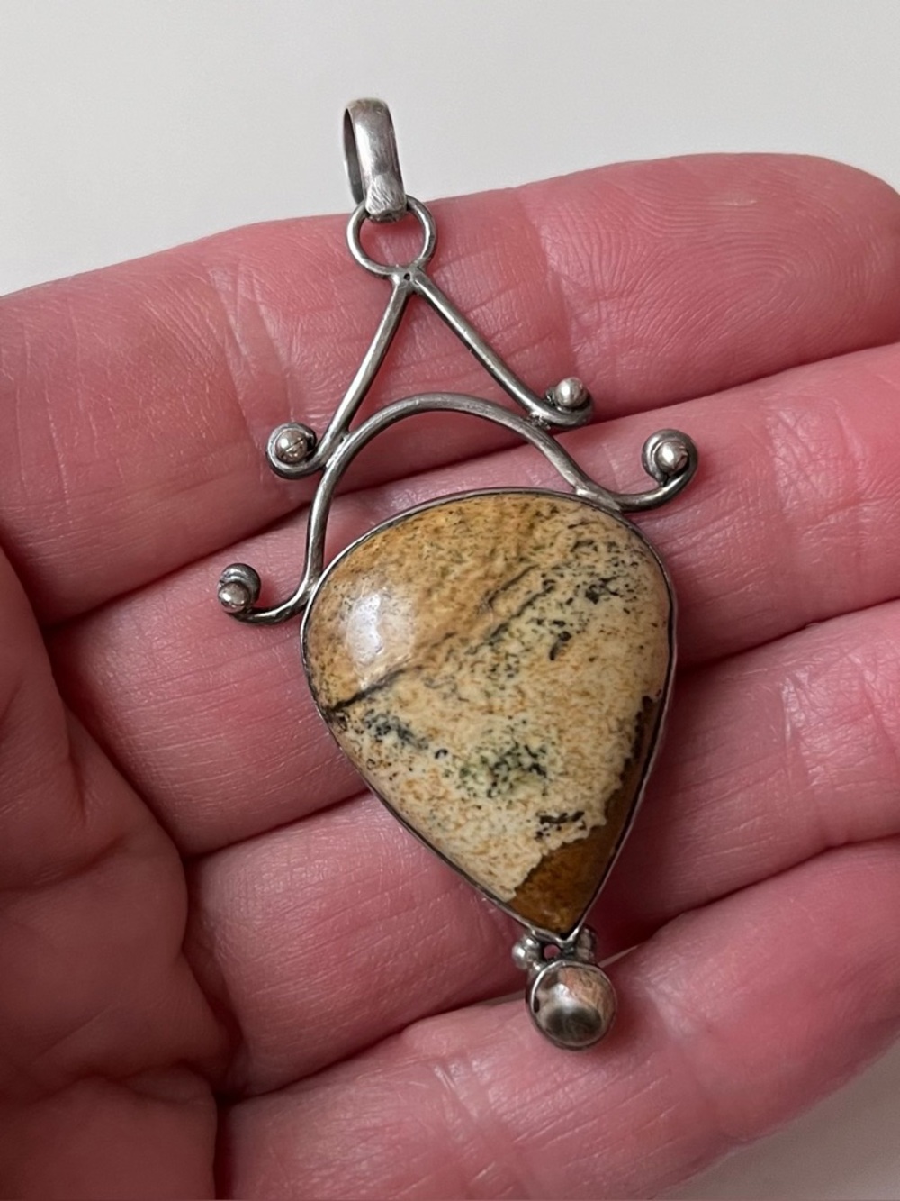 *SOLD*Picture Jasper Gemstone and 925 Sterling Silver Pendant